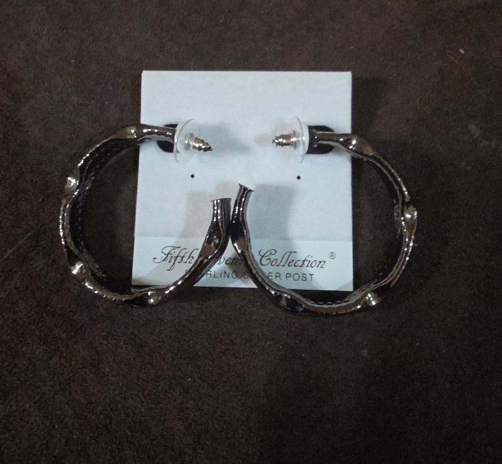 Twisted Black Hoop Earrings